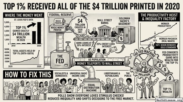 Top 1% Received all of the $4 Trillion Printed in 2020
