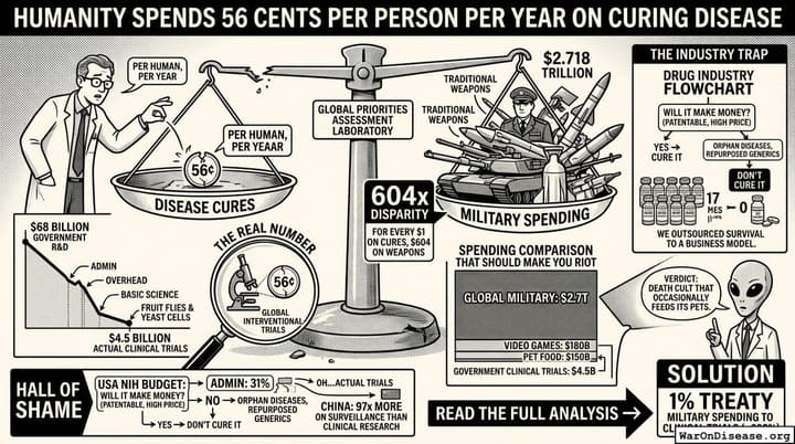 Humanity Spends 56 Cents Per Person Per Year on Curing Disease