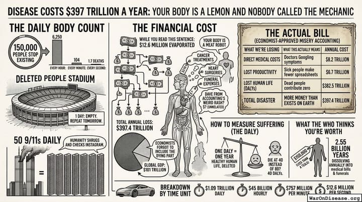 Disease Costs $397 Trillion a Year: Your Body Is a Lemon and Nobody Called the Mechanic
