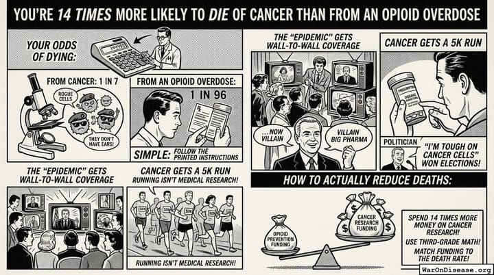 You're 14 Times More Likely To Die of Cancer Than From an Opioid Overdose