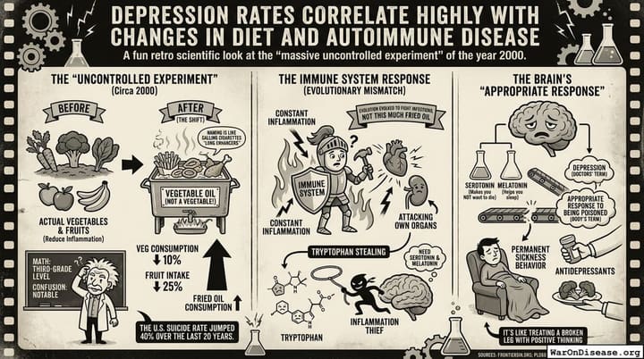 Depression  Rates Correlate Highly with Changes in Diet and Autoimmune Disease