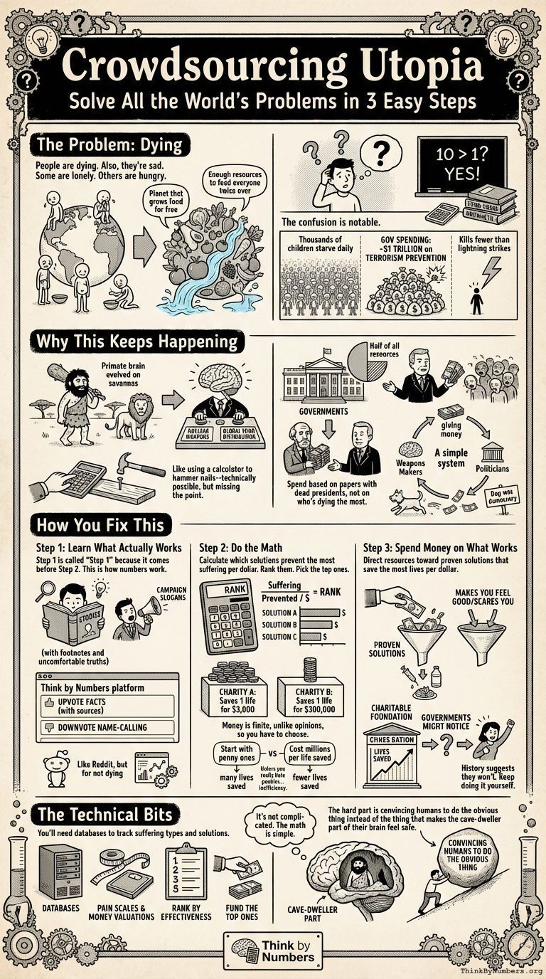 Infographic for Crowdsourcing Utopia: Solve All the World's Problems in 3 Easy Steps