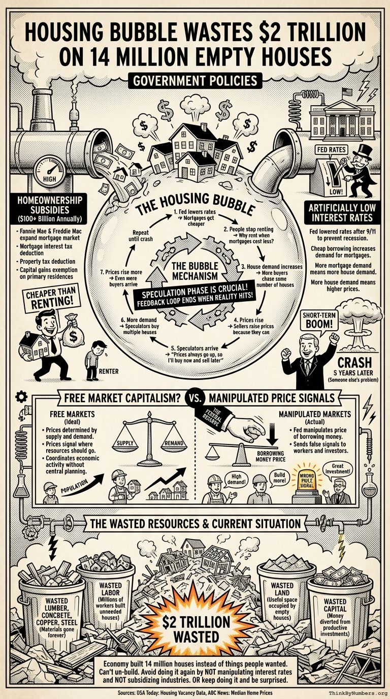 Infographic for Housing Bubble Wastes $2 Trillion on 14 Million Empty Houses