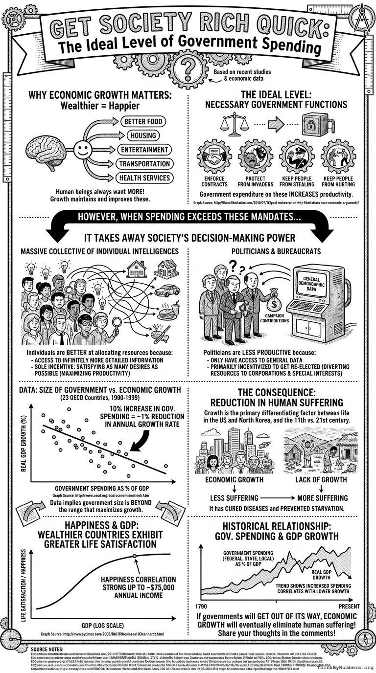 Infographic for Get Society Rich Quick: The Ideal Level of Government Spending