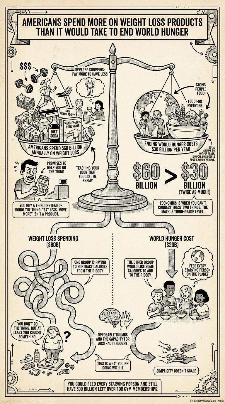 Infographic for Americans Spend More on Weight Loss Products Than It Would Take to End World Hunger