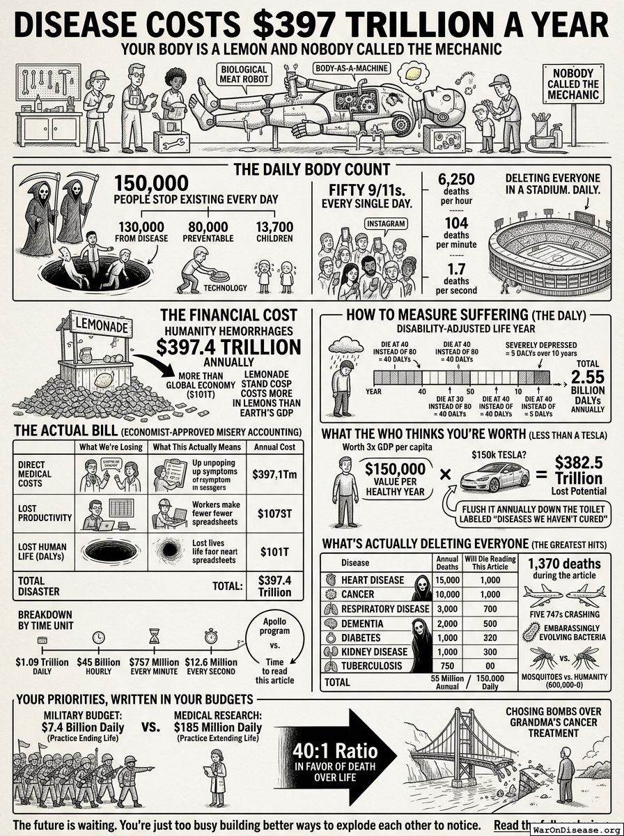 Infographic for Disease Costs $397 Trillion a Year: Your Body Is a Lemon and Nobody Called the Mechanic