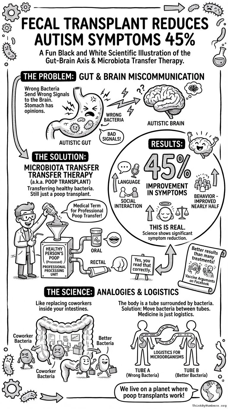 Infographic for Fecal Transplant Reduces Autism Symptoms 45%