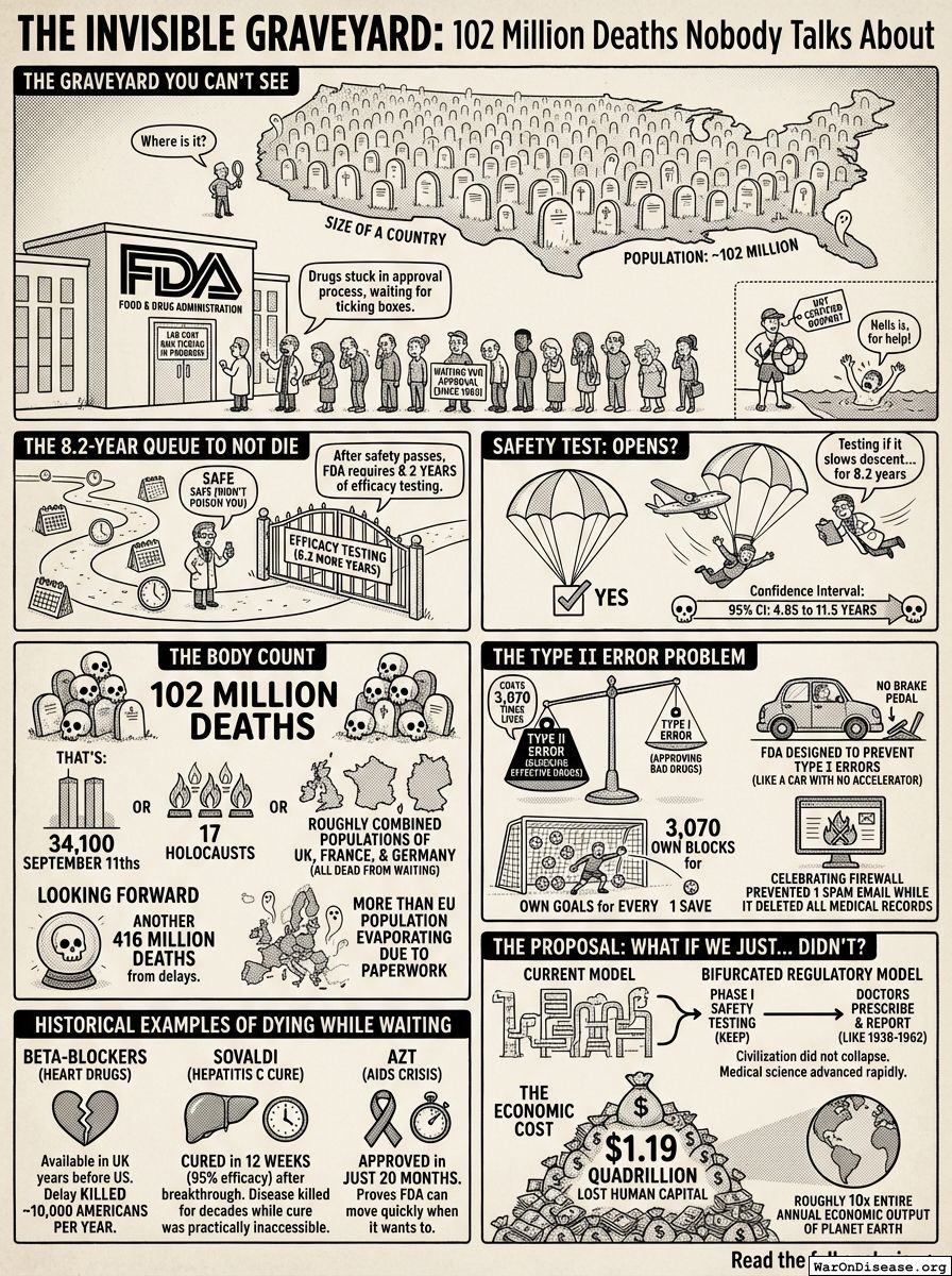 Infographic for The Invisible Graveyard: 102 Million Deaths Nobody Talks About