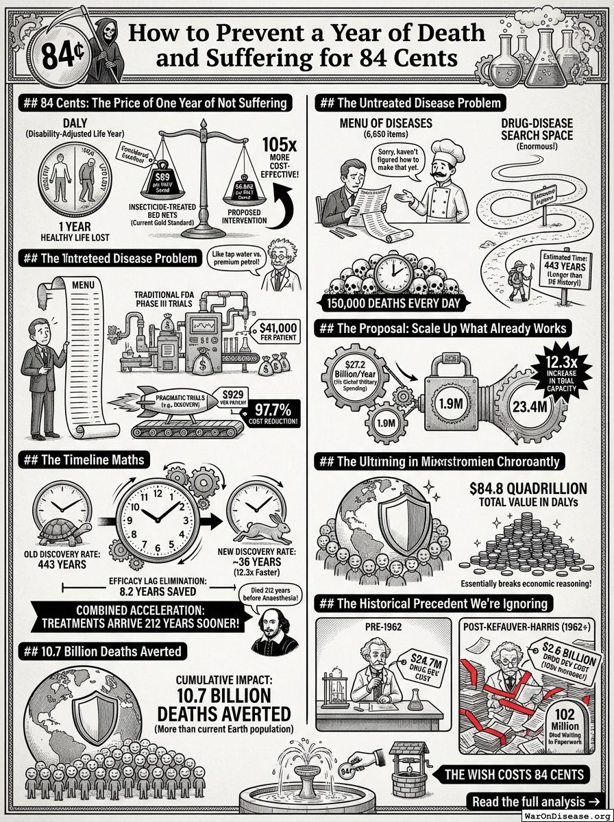 Infographic for How to Prevent a Year of Death and Suffering for 84 Cents