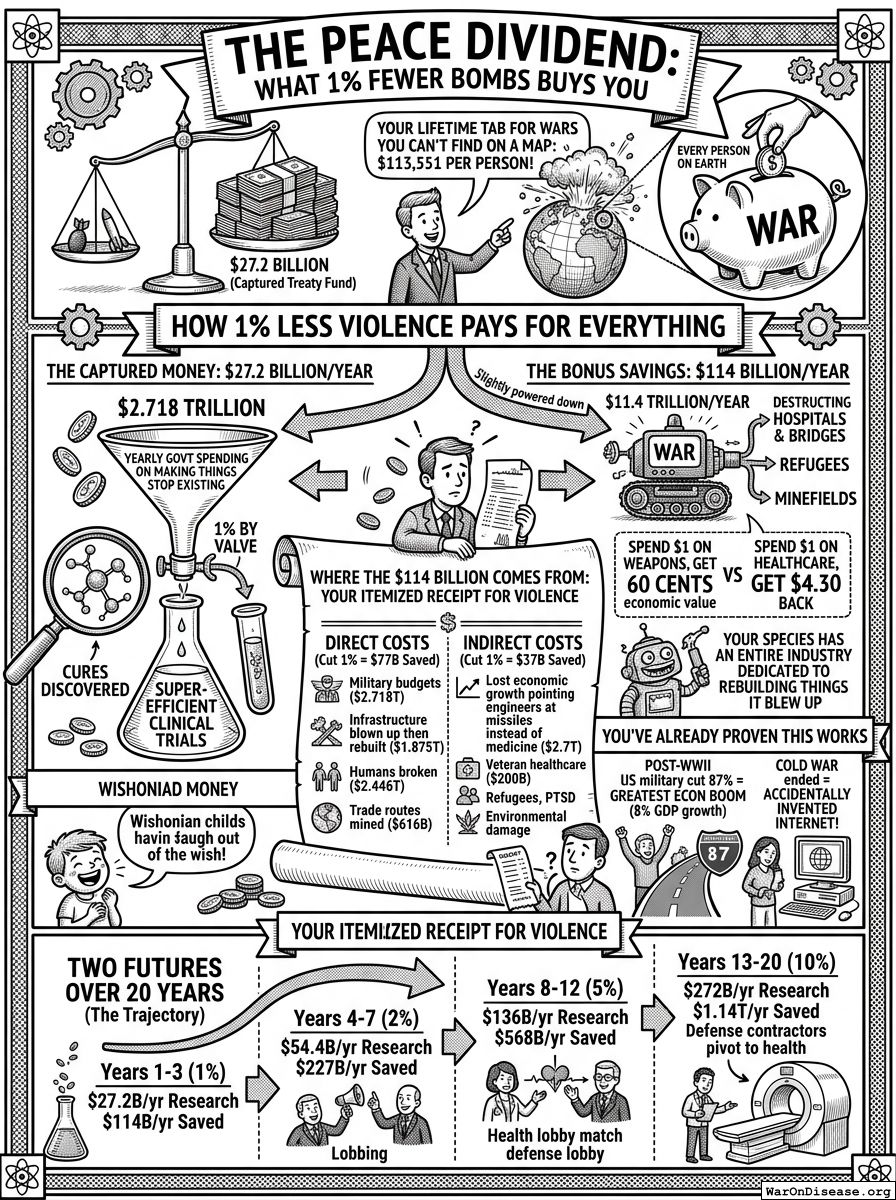 Infographic for The Peace Dividend: What 1% Fewer Bombs Buys You