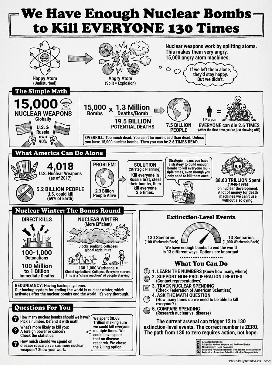 Infographic for We Have Enough Nuclear Bombs to Kill EVERYONE 130 Times