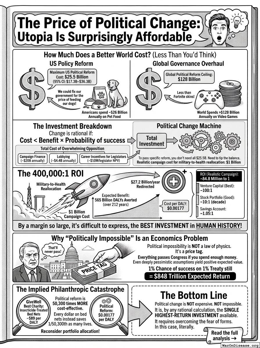 Infographic for The Price of Political Change: Utopia Is Surprisingly Affordable