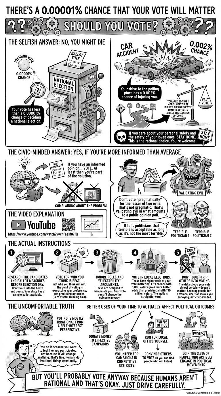 Infographic for There's a 0.00001% Chance that Your Vote Will Matter