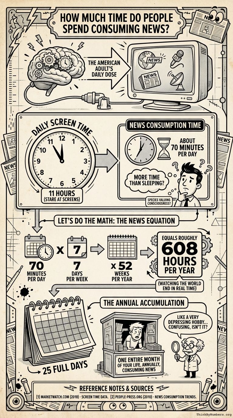 Infographic for How much time do people spend consuming news?