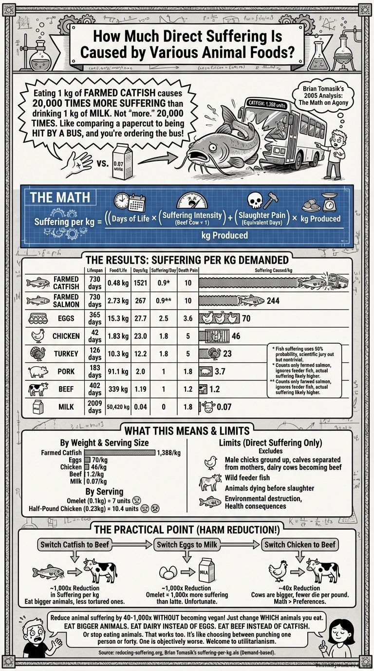 Infographic for How Much Direct Suffering Is Caused by Various Animal Foods?