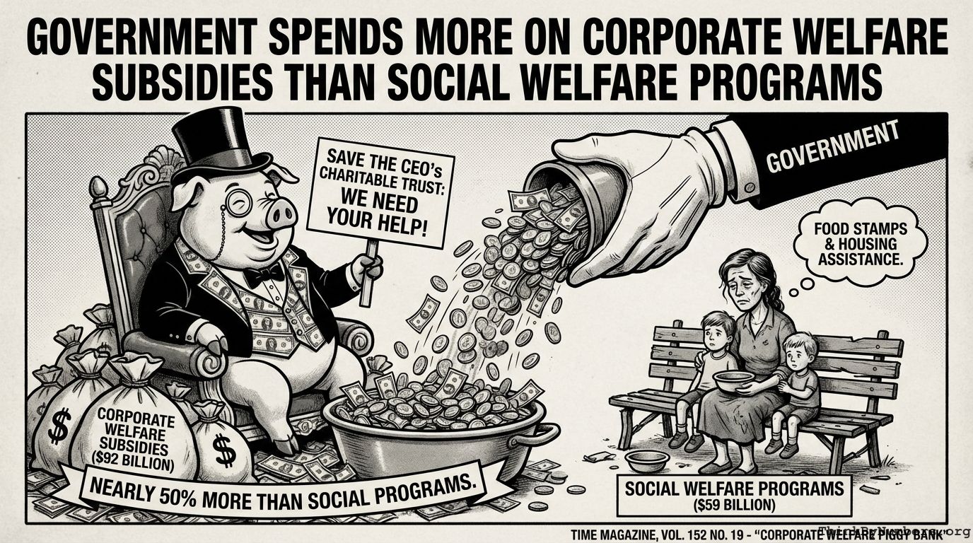 Government Spends More on Corporate Welfare Subsidies than Social Welfare Programs