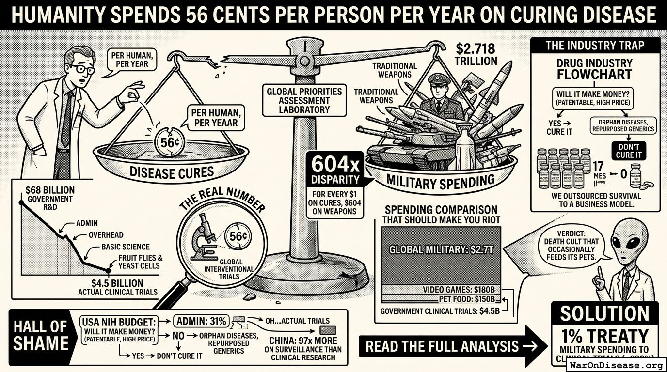 Humanity Spends 56 Cents Per Person Per Year on Curing Disease