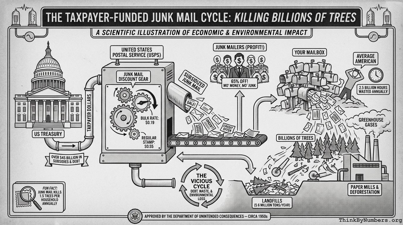 USPS Has Received Over $45 Billion from Taxpayers to Reduce the Cost of Junk Mail, Killing Billions of Trees