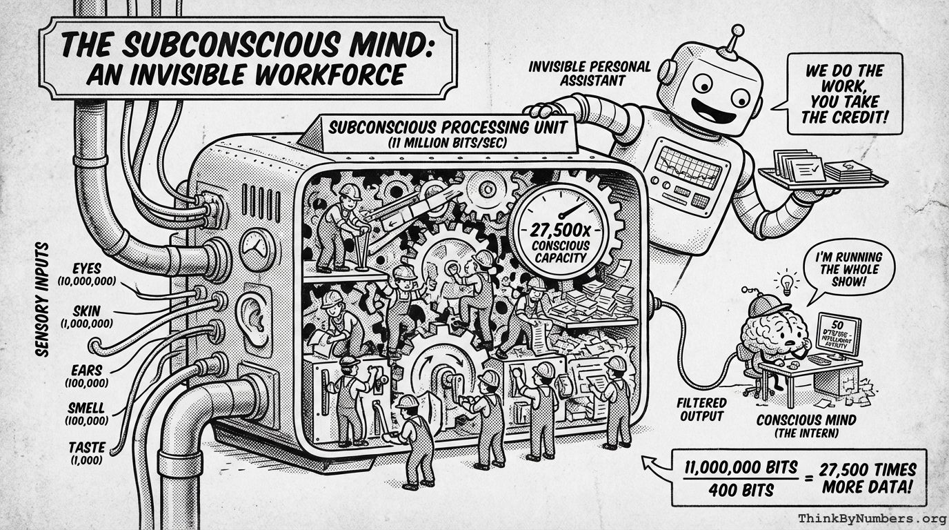 Subconscious Processes 27,500 Times More Data than the Conscious Mind
