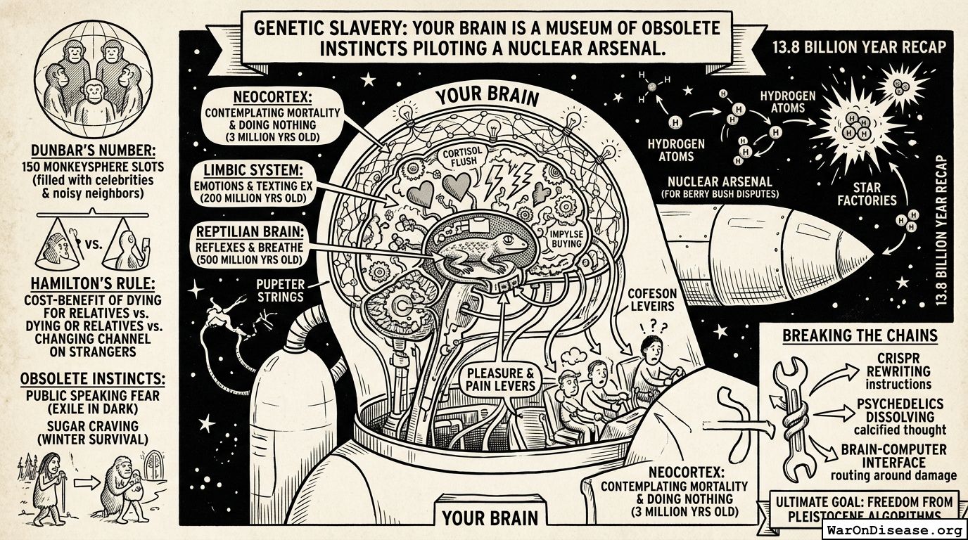 Genetic Slavery: Your Brain Is a Museum of Obsolete Instincts Piloting a Nuclear Arsenal